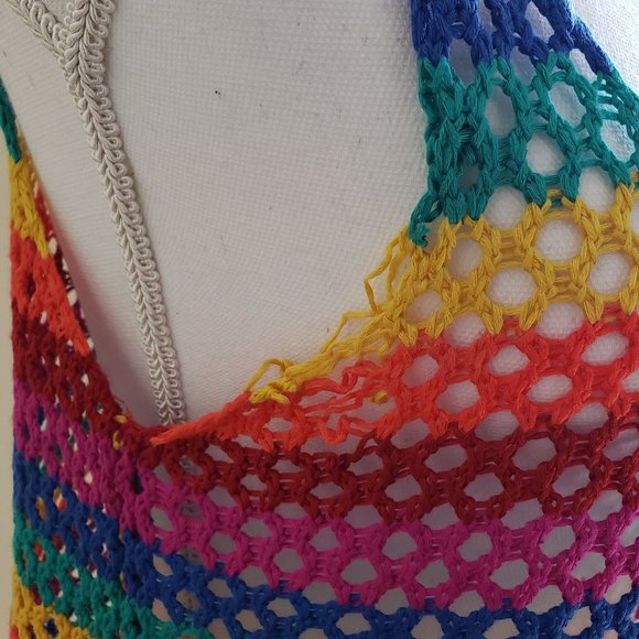 Forever21 Rainbow Print Sweater Tank Top Large - Picture 9 of 13